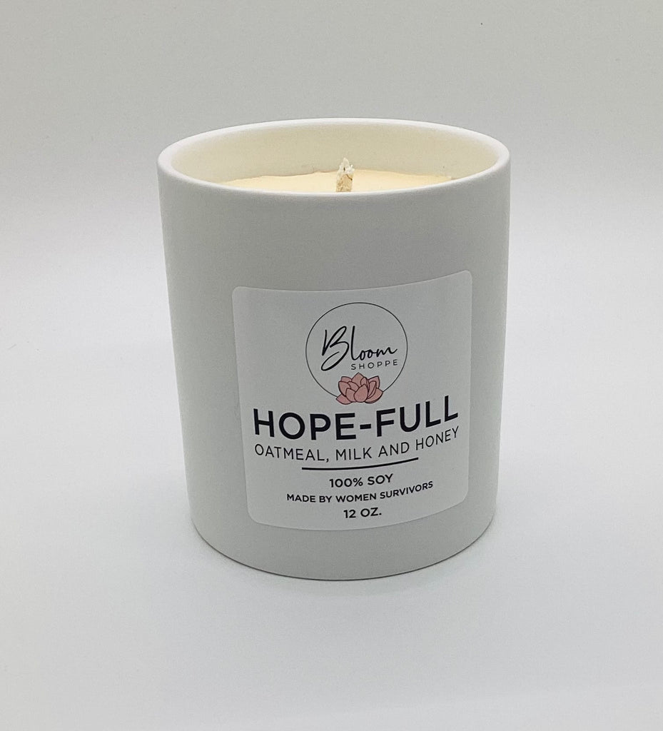 Hope-Full 12 oz Signature Scent Ceramic Jar Candle With Lid