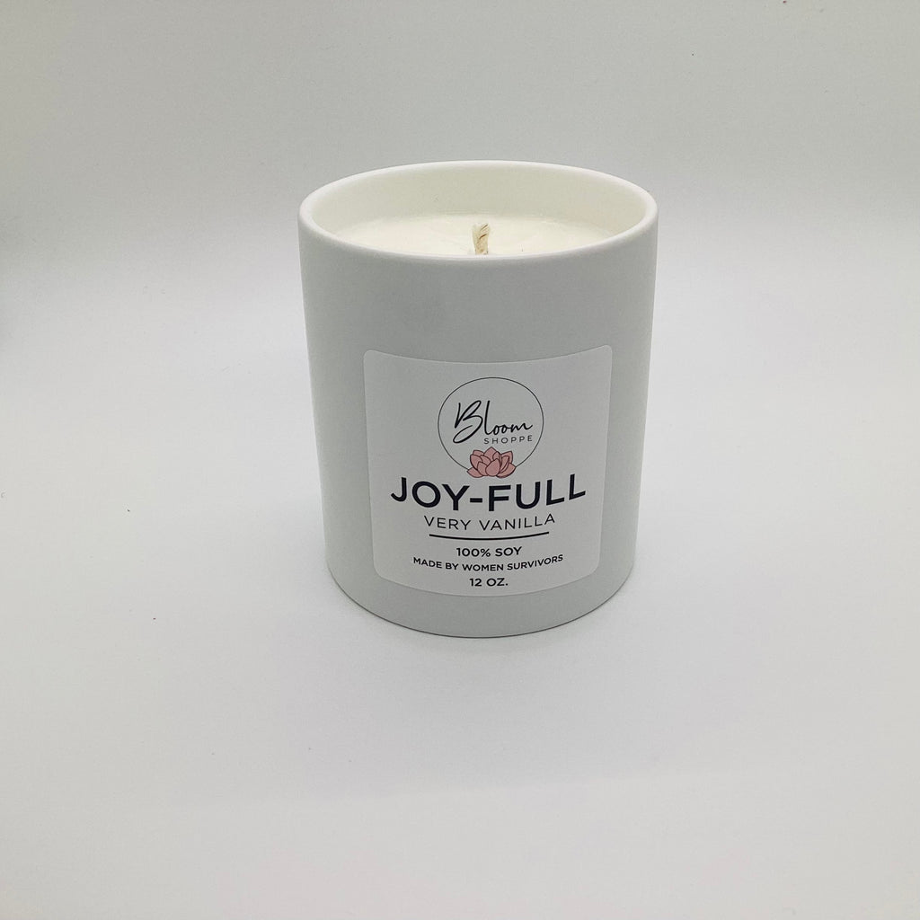 Joy-Full 12 oz Signature Scent Ceramic Jar Candle With Lid