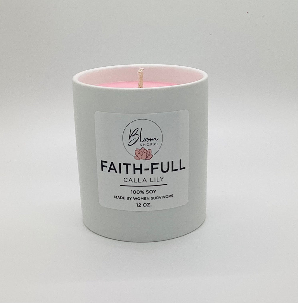 Faith-Full 12 oz Signature Scent Ceramic Jar Candle With Lid