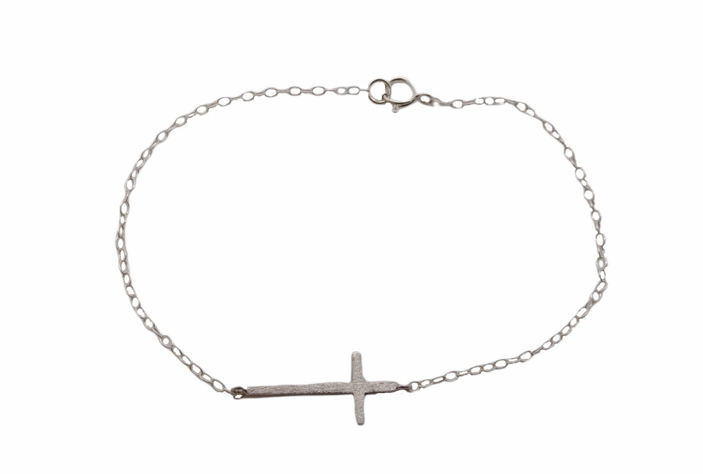 Dainty Sideways Cross Bracelet