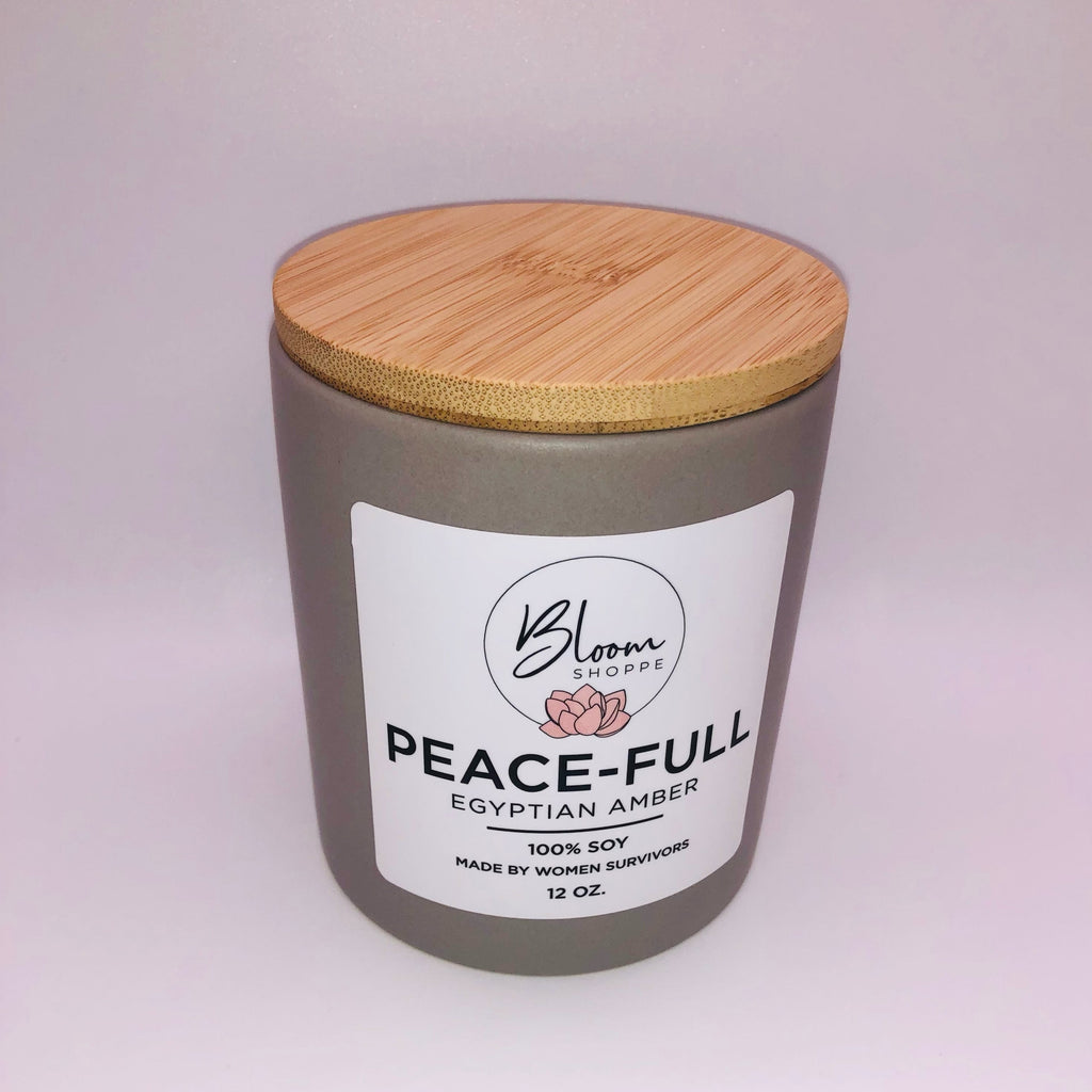 Peace-Full 12 oz Signature Scent Ceramic Jar Candle With Lid