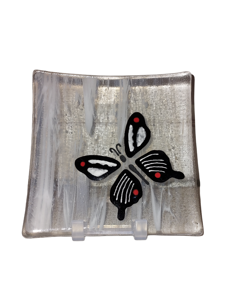 Handcrafted Butterfly Streaked Glass Plate